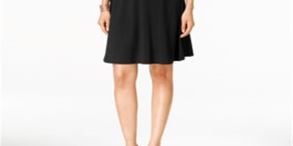 Style & Co Women's Sleeveless Swing Dress Black Size Petite