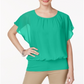 JM Collection Women's Flutter Sleeve Top Green Size XX-Large