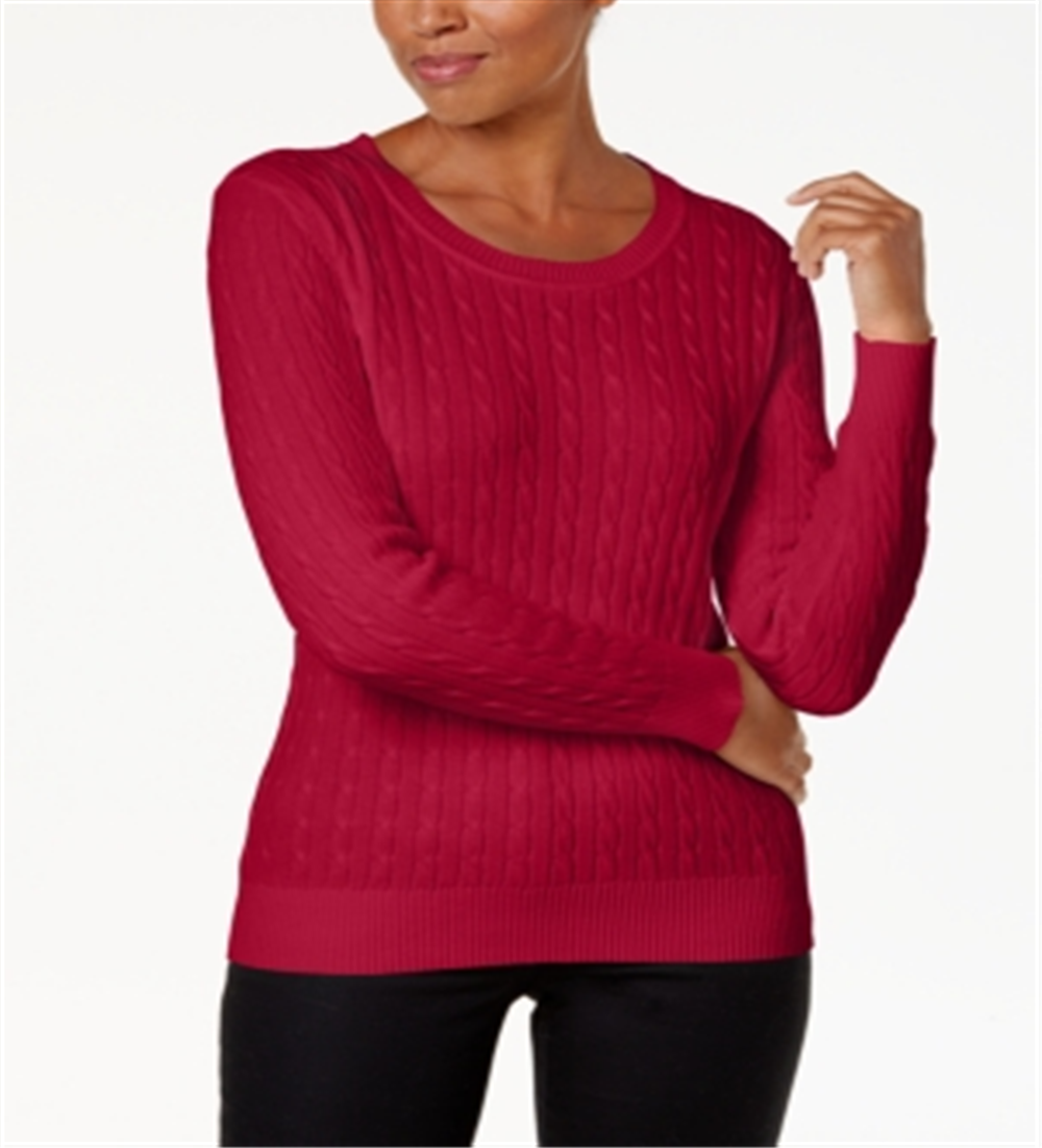 Karen Scott Women's Cable Knit Crewneck Sweater Red Size XX-Large