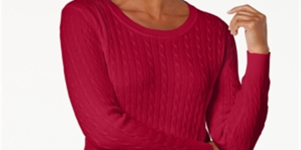 Karen Scott Women's Cable Knit Crewneck Sweater Red Size XX-Large