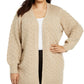 Calvin Klein Women's Plus Popcorn Cardigan Sweater Brown Size 3X
