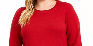 Michael Kors Women's Plus Lace Up Sleeves Ribbed Trim Sweater Red Size0X