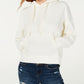 Hippie Rose Women's Drawstring Pullover Hoodie White Size X-Large