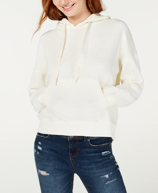 Hippie Rose Women's Drawstring Pullover Hoodie White Size X-Large