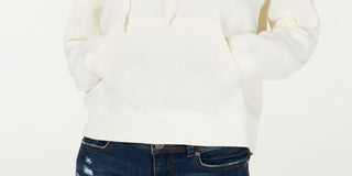 Hippie Rose Women's Drawstring Pullover Hoodie White Size X-Large