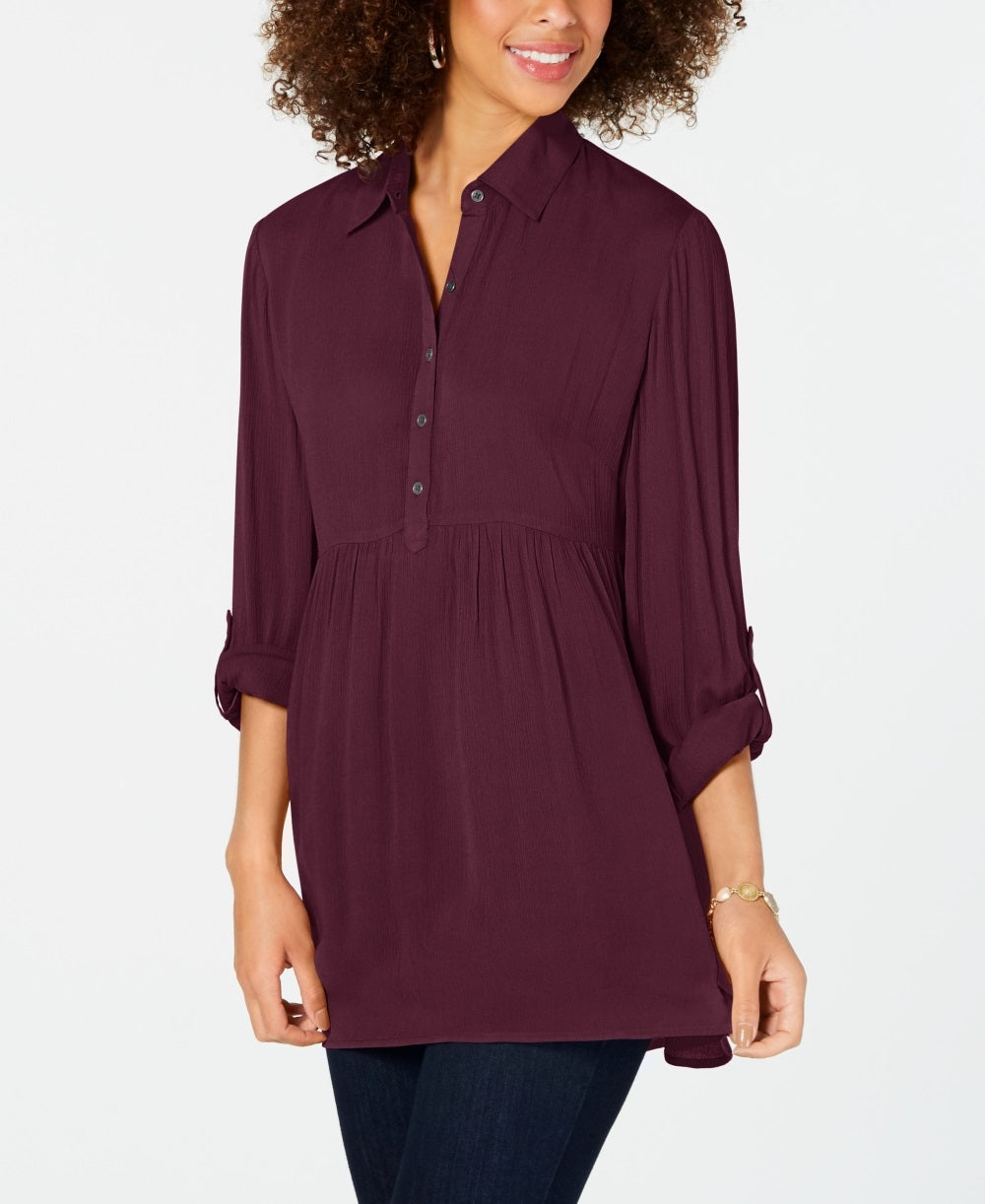 Style & Co Women's Babydoll Tunic Shirt Purple Size PXL