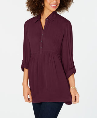 Style & Co Women's Babydoll Tunic Shirt Purple Size PXL