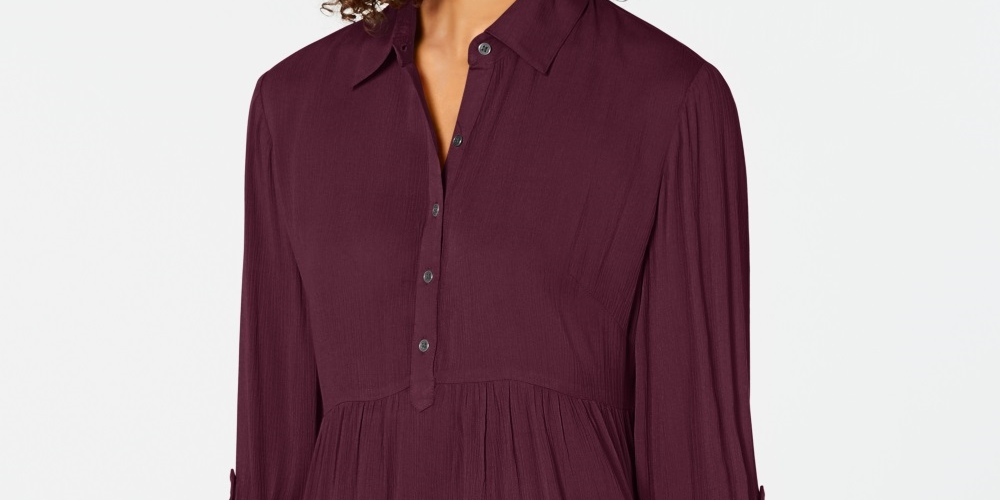 Style & Co Women's Babydoll Tunic Shirt Purple Size PXL