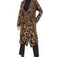 Calvin Klein Women's Wing Collared Animal Print Long Sleeve Open Cardigan Sweater Brown Size X-Small