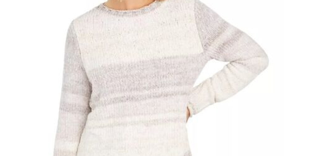 Style & Co Women's Chenille Space Dyed Sweater White Size PXL