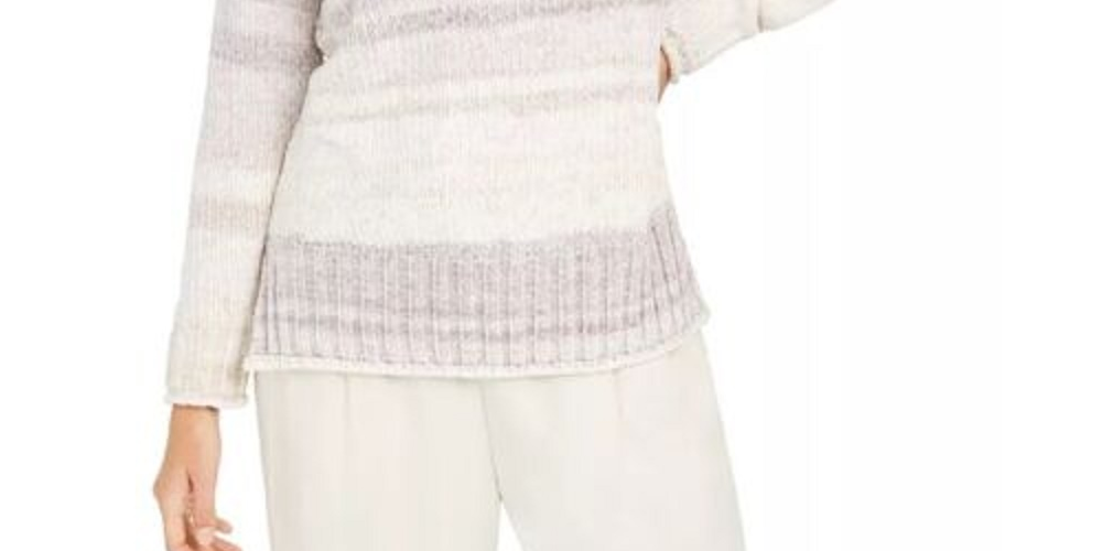Style & Co Women's Chenille Space Dyed Sweater White Size PXL