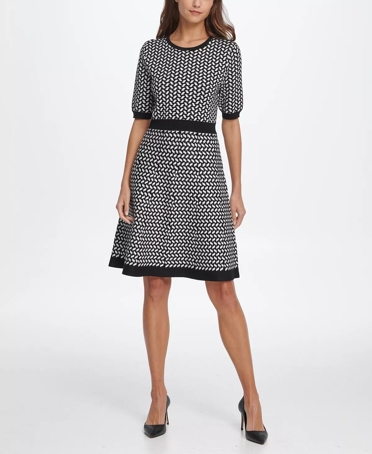 DKNY Women's Windowpane Sweater Dress Gray Size X-Large