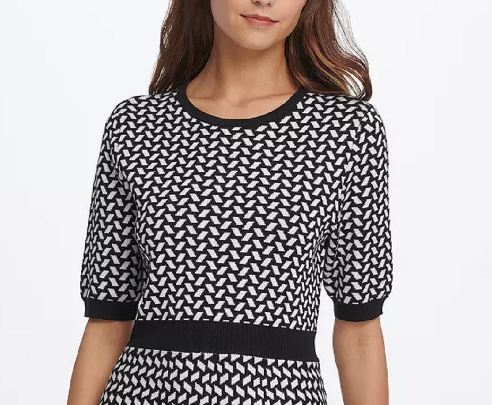 DKNY Women's Windowpane Sweater Dress Gray Size X-Large