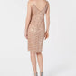 Adrianna Papell Women's Hand-Beaded Sheath Dress Pink Size 14