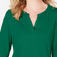 Charter Club Women's Cotton Split Neck Utility Top Green Size XX-Large