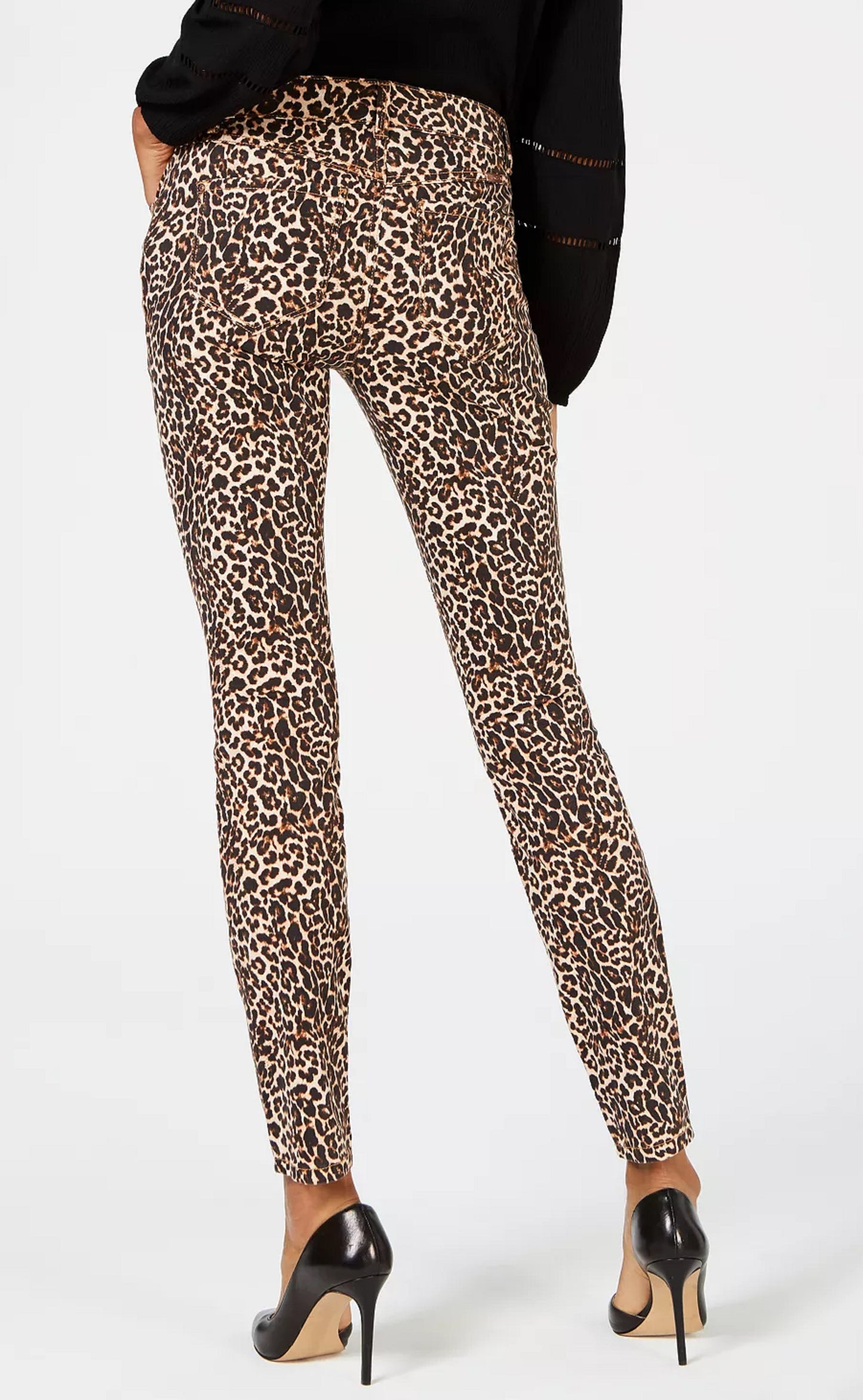 INC International Concepts Women's Leopard Print Skinny Jeans Orange Size 10 Petite