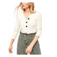 Free People Women's Ivory Long Sleeve V Neck Sweater White Size X-Large
