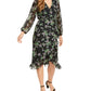 Q & A Women's Floral Print Midi Wrap Dress Purple Size Large