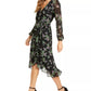 Q & A Women's Floral Print Midi Wrap Dress Purple Size Large