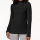 Karen Scott Women's Cotton Mock Neck Top Black Size Small