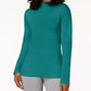 Karen Scott Women's Cotton Mock Neck Top Green Size Medium