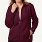 Karen Scott Women's Sport Zip Up Zeroproof Fleece Jacket Red Size S