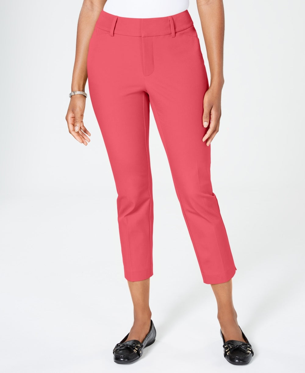 Charter Club Women's Newport Tummy Control Cropped Pants Red Size 4