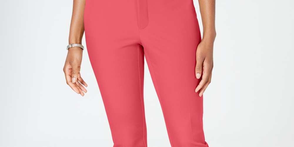 Charter Club Women's Newport Tummy Control Cropped Pants Red Size 4