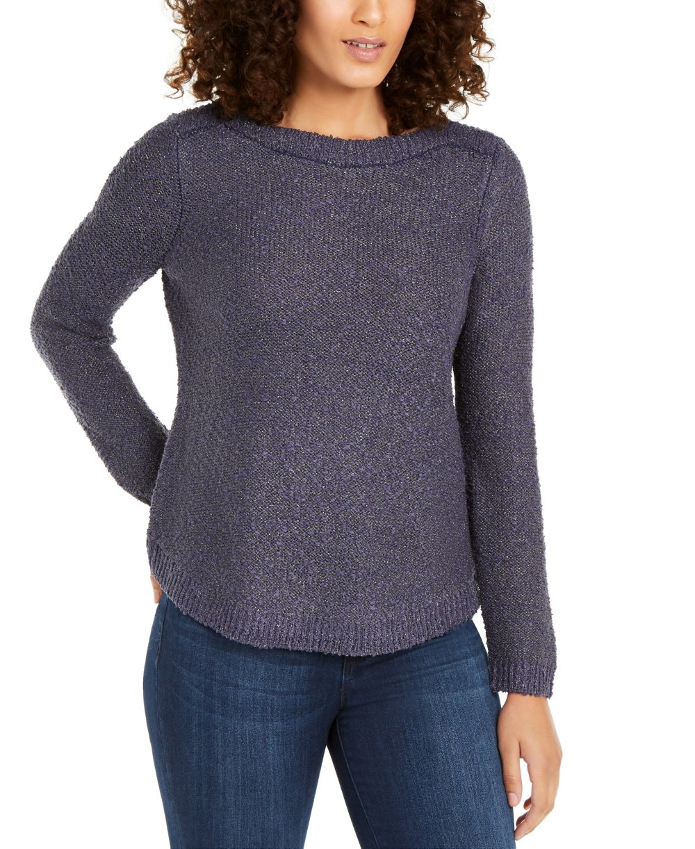 INC International Concepts Women's Petite Shine Sweater Navy Size Small