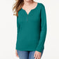 Karen Scott Women's Cotton Henley Top Blue Size Large