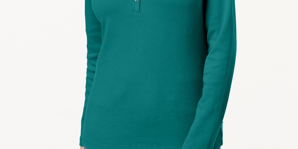 Karen Scott Women's Cotton Henley Top Blue Size Large