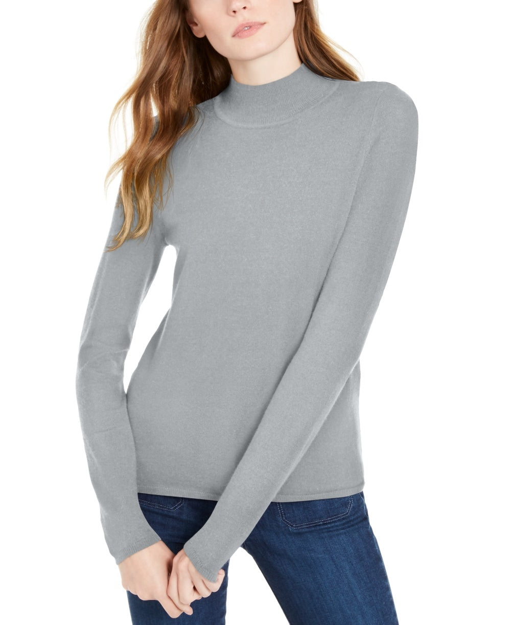 Maison Jules Women's Mock-Neck Sweater  Charcoal Size Small