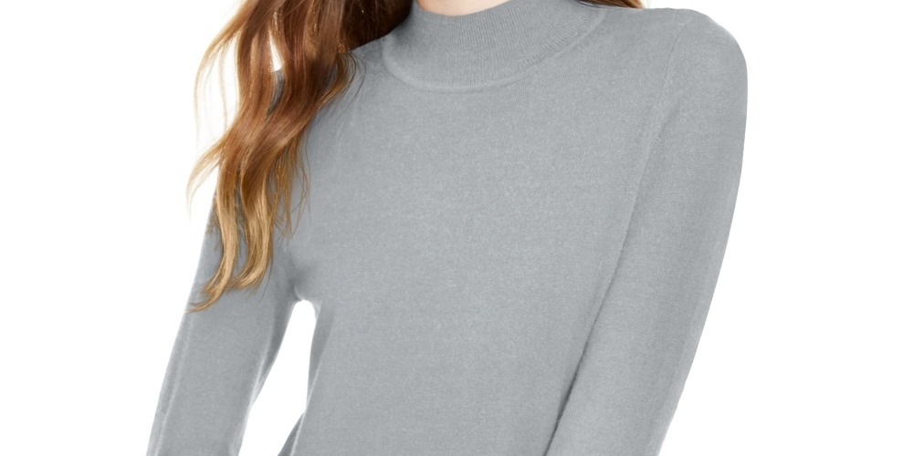 Maison Jules Women's Mock-Neck Sweater  Charcoal Size Small