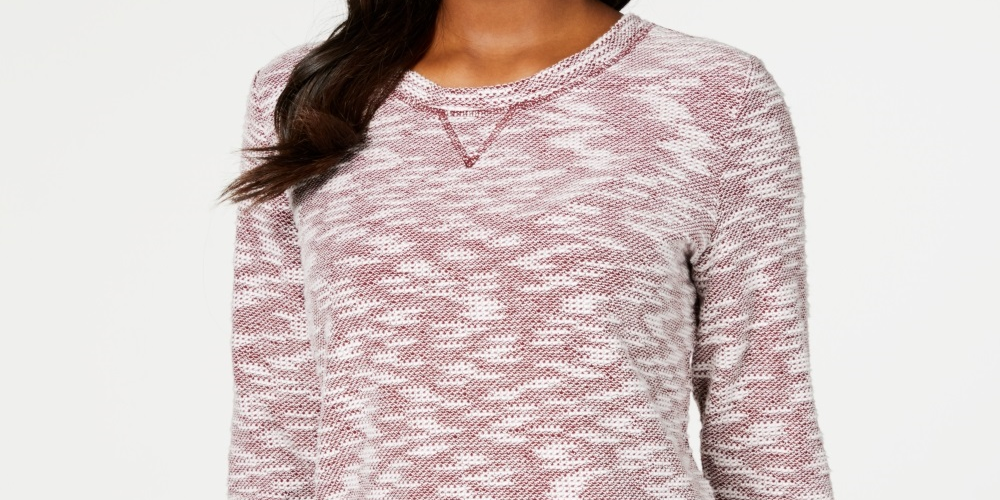 Karen Scott Women's Space Dye 3/4 Sleeve Top Red Size -PSM