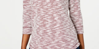 Karen Scott Women's Space Dye 3/4 Sleeve Top Red Size -PSM