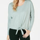 Style & Co Women's Tie-Front Sweater Green Size XX-Large