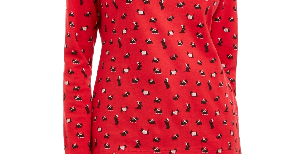 Karen Scott Women's Long Sleeve Turtleneck Printed Top Red Size Small