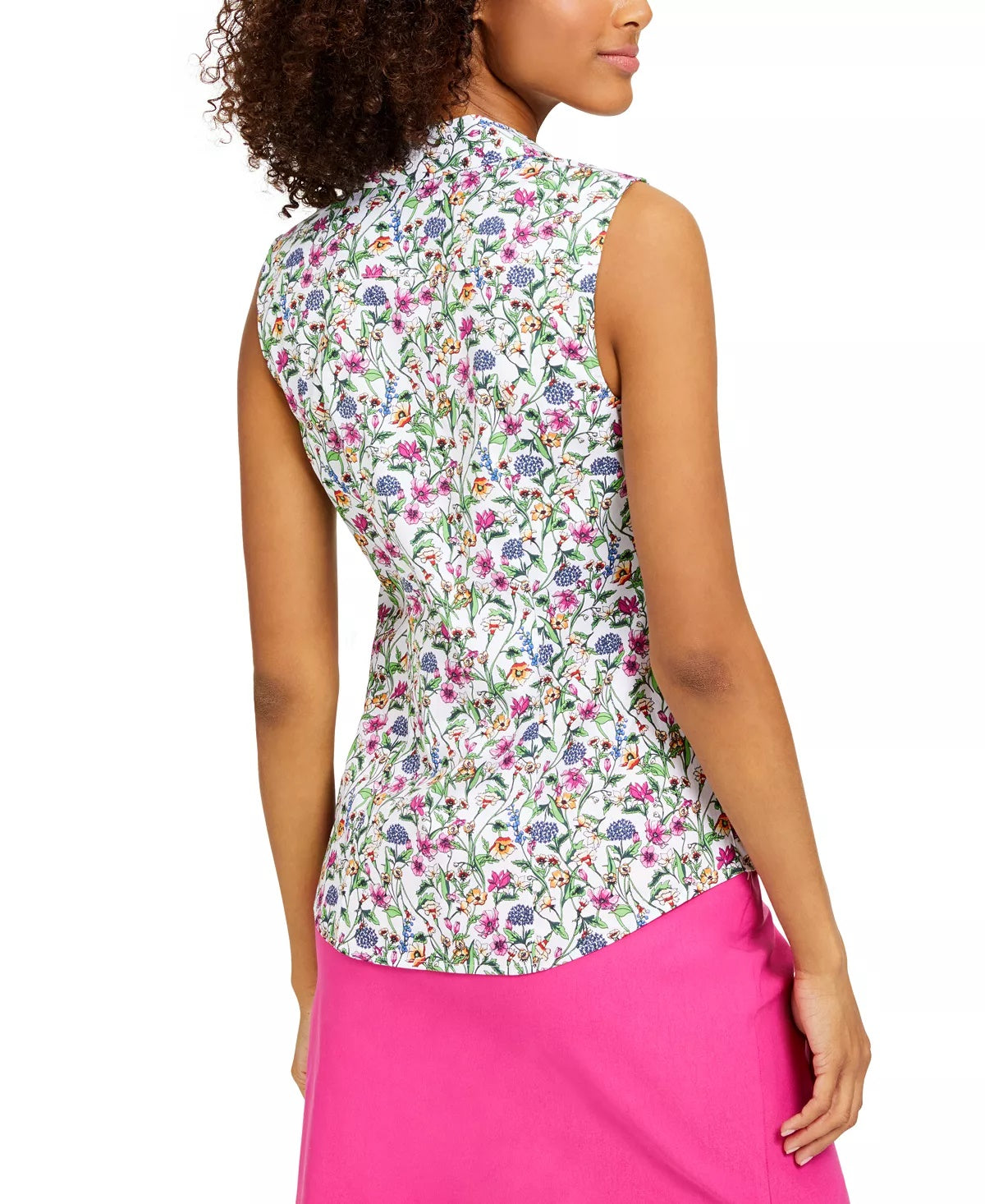 Charter Club Women's Floral-Print Sleeveless Shirt  White Size 12