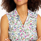 Charter Club Women's Floral-Print Sleeveless Shirt  White Size 12