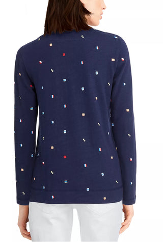 Charter Club Women's Cotton Embroidered Top Blue Size XX-Large