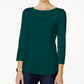 Charter Club Women's Pima Cotton BOAT Neck Button Shoulder Top Green Size XX-Large