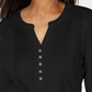 Karen Scott Women's Lace Front Henley Top Black Size X-Small