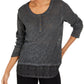 Style & Co Women's Lace Henley Top Black Size X-Small