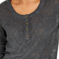 Style & Co Women's Lace Henley Top Black Size X-Small
