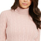 Charter Club Women's Cable Turtleneck Sweater Pink Size Medium
