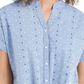 Charter Club Women's Cotton Embroidered Tie-Front Shirt Blue Size XX-Large