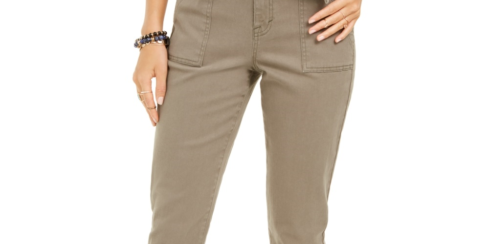 Style & Company Women's Belted Mid Rise Cuffed Pants Green Size 8