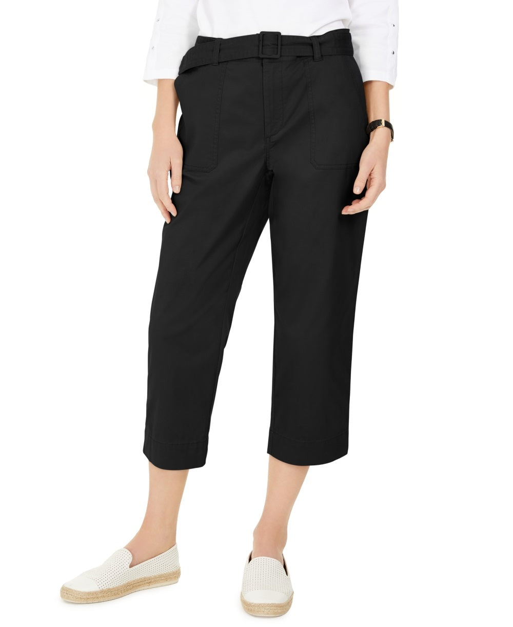 Charter Club Women's Capri Twill Pants Black Size 16