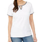 Karen Scott Women's Contrast-Trim Keyhole Top White Size Small