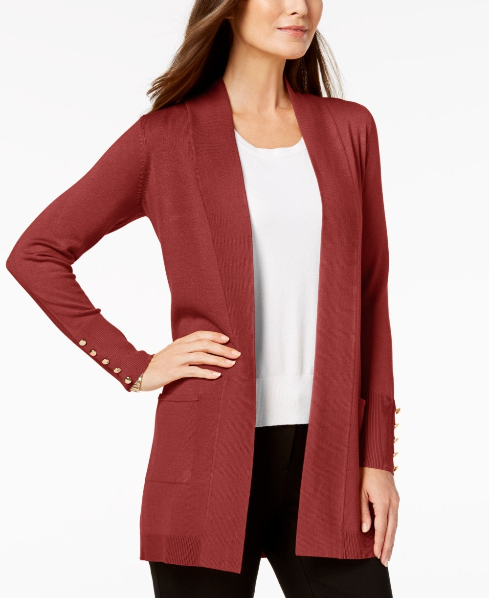 JM Collection Women's Open-Front Cardigan Red Size XX-Large